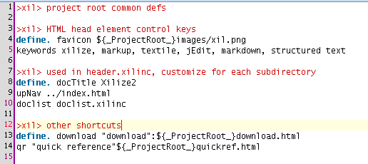 screenshot of root's common.xilinc in jEdit